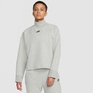 Nike Womens Tech Fleece Turtle Neck Sweatshirt Size Small Gray